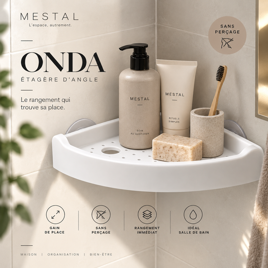 Étagères d’angle Onda — duo blanc