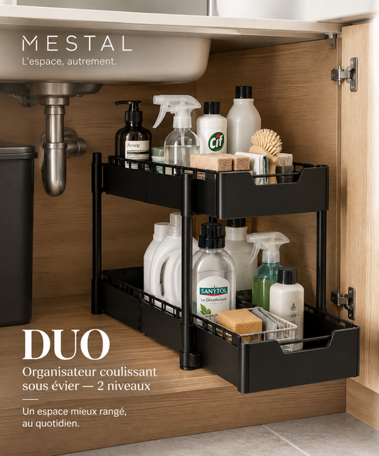 Organisateur coulissant sous évier Duo — 2 niveaux